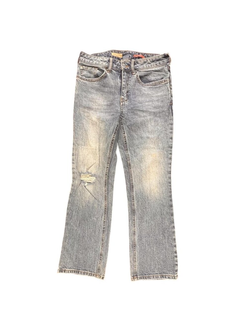 Pilcro Jeans Womens  27 Blue Distressed Mid Rise Straight Leg Denim Ankle Pants